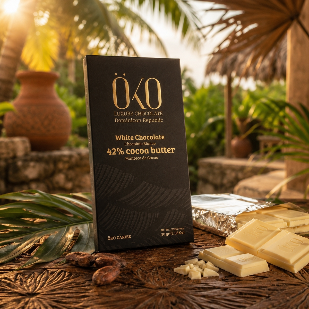 Öko Caribe 42% White Chocolate with Almond & Spices | Dominican Republic Bean-to-Bar