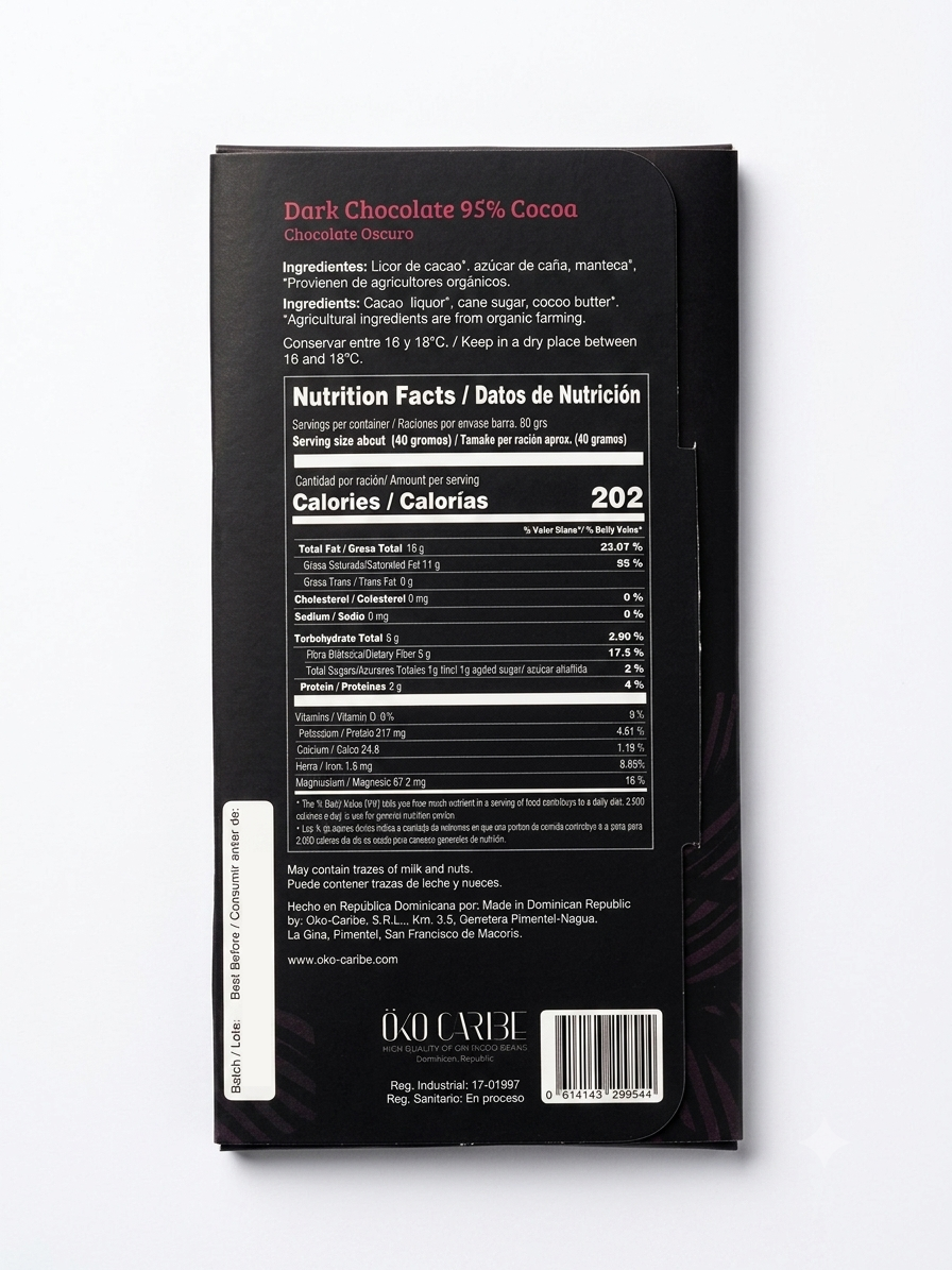 Öko Caribe 95% Extra Dark Chocolate | Single-Origin Dominican Republic Bean-to-Bar