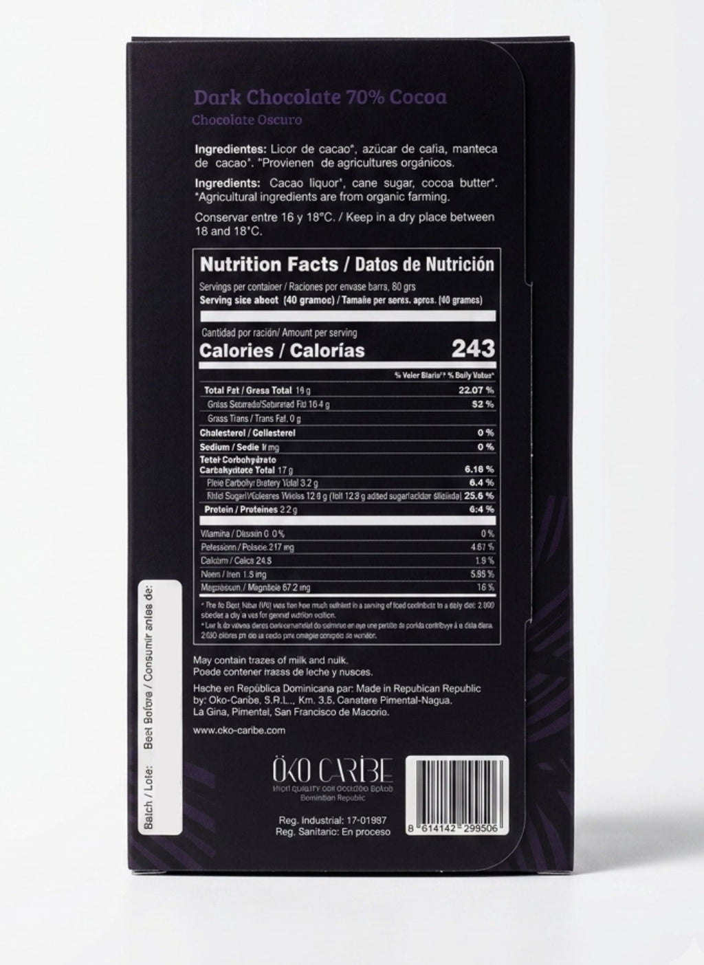 Öko Caribe 70% Dark Chocolate | Single-Origin Dominican Republic Bean-to-Bar Chocolate