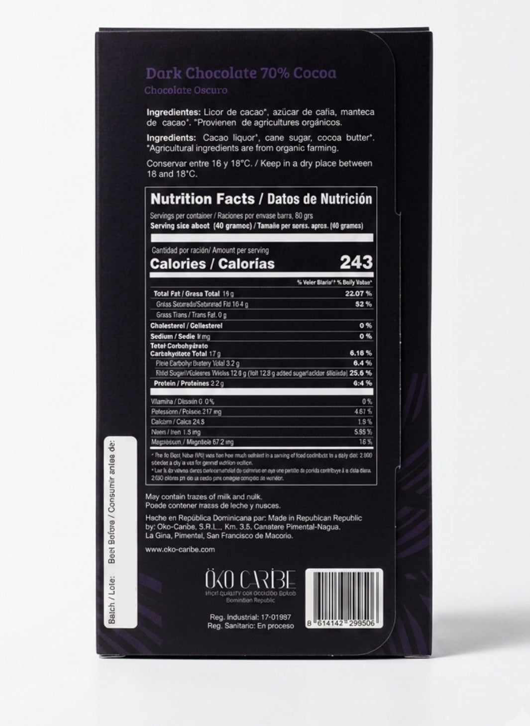 Öko Caribe 70% Dark Chocolate | Single-Origin Dominican Republic Bean-to-Bar Chocolate